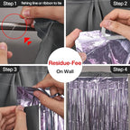 ParyWoo Light Purple Streamers 2pcs Tinsel Backdrop 8.2FT Metallic Lavender Foil Fringe Streamer Curtains Photo Booth Backdrop for Halloween Baby Shower Bachelorette Wedding Party Decorations