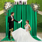 10ft x 10ft Deep Green Backdrop Curtains for Parties, Fabric Satin Background Curtain with Rod Pockets for Weddings, Birthday, Baby Shower, Photography, Graduation Party Backdrop Drapes, 2 Panels