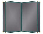 Goodsmart Pajco Style Restaurant Menu Covers – Pack of 10, Side-Loading Menu Holders, Single Stitched Edge, Clear Vinyl Menu Sleeves, Leatherette Trim, Gold Corners, Green, 6 View (8.5" x 14")