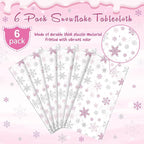 6 Pcs Christmas Snowflake Party Tablecloths Decorations,Plastic Pink Winter Onederland Rectangle Table Cover for Christmas New Year Girls 1st Birthday Baby Shower Holiday Party Decorations,54x108 inch