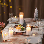 UDU 24 Pcs White Pillar Candles and Glass Cylinder Vases, Hurricane Pillar Candle Holder Vases for Wedding Centerpieces Table Party Home Decor(3.2" X 4.7", 6", 8")