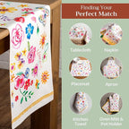 Maison d' Hermine Table Runner 100% Cotton Double Layer Table Runners 108 inches Long Decorative for Home Dining Party Wedding Bridal Shower Spring Summer (Happy Florals - Sweety, 14.50" x 108")