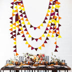 Fall Party Decoration Orange Yellow Brown Burgundy Felt Hanging Triangle Mini Bunting Pennant Banner Flag for Autumn Thanksgiving Harvest Birthday Wedding Baby Shower Party Classroom Nursery Decor