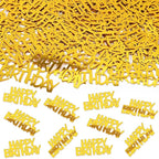 MARFOREVER Gold Happy Birthday Confetti Glitter, Birthday Party Metallic Foil Table Confetti Golden Birthday Cake Balloon Sprinkles Table Centerpiece for Adult Baby Birthday Party Decorations