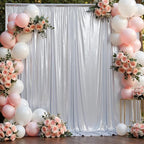 40x10 ft Wrinkle Free Silver Sequin Backdrop Curtain for Parties,Thick Not Fall Glitter Wedding Drapes Backdrop,4 Panels 5x10ft Shimmer Photo Wall Back Drop Cloth for Birthday Photography Background