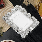 Cuspin 4x6 Silver Picture Frame, Vintage Silver Ornate Leaf Textured Hand-Crafted Resin with Glass Front Antique Photo Frame for Tabletop Display, Retro Design Home Decor