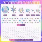 BTSD-home 29 Pcs Iridescent Party Decorations with Hanging Honeycomb Ball Decorative Paper Fan Snowflake Hexagonal Star Garlands Ribbons Birthday Wedding Graduation Bachelorette Disco Party Supplies