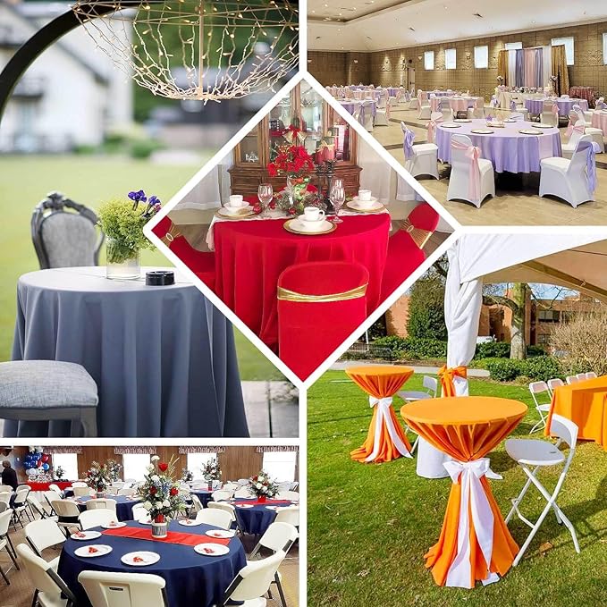 Efavormart Round Tablecloth, 90 Inch Stain & Wrinkle Resistant Washable Table Cloth, Decorative Polyester Fabric Table Cover for Banquet, Wedding, Dining- Terracotta