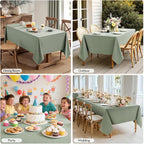 MIULEE Sage Green Linen Cottton Table Cloth Rectangle Tablecloth Waterproof Spillproof Cross-Star Textured Table Cltoth Decorative Farmhouse Style for Dining Party Weddings 52x70 Inch