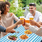 4 PCS Oktoberfest Decoration, 54 X 108 IN Blue White Checkered Plastic Oktoberfest Tablecloth, Disposable Rectangular German Theme Table Supplies, Bavarian Tablecover, Beer Tablecloth for Party Picnic