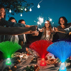 Patelai 10 Pcs LED Fiber Optic Lamp Color Changing Fiber Optic Night Light with Multicolor Glow Decorative Table Centerpiece for Sensory Bedroom Halloween Party Holiday Decorations (Crystal,Clear)
