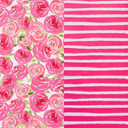 RUSPEPA Reversible Wrapping Paper Roll - Mini Roll - Watercolor Style Pink Rose and Stripe Pattern Great for Mother's Day, Birthday, Party, Wedding and More - 17 Inches X 32.8 Feet