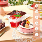 50 Pack 5 oz Clear Plastic Square Dessert Cups with Spoons，Mini Disposable Parfait Cups for Yogurt, Ice Cream and Tasting，Serving Cups for Appetizer，Pudding，Party (5 oz)