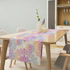 Oriental Mandala Table Runner, Traditional Bohemian Gradiently Purple Pink Blue Mandala Flower Table Runner for Farmhouse Cottage Kitchen Dining Table Decor, 13x108inch