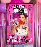 LaVenty Mean Girls Birthday Party Photo Booth Props Frame Mean Girls Party Decoration Y2k Birthday Party Decorations Hot Pink Girl Birthday Party Supplies