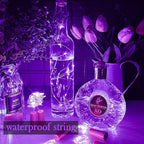 Wine Bottle Lights with Cork 15Pack 10 LED 40 Inches Battery Operated Silver Wire Liquor Fairy Mini String Lights for Party Christmas Halloween Wedding Decoration (Purple)