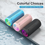 Ortizan Wireless Portable Bluetooth Speaker, IPX7 Waterproof, Dustproof and Rustproof, Powerful 24W Sound, Enhanced Bass, 30-Hour Battery, 360° Party Light, and Stereo Pairing (BT 5.3), Gifts - Blue