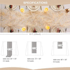 Snowkingdom 3Pcs 10 Ft Gold Table Runners, Sheer Chiffon Tulle Cheesecloth Wedding Runner, Golden Sequin Glitter Metallic Foil Party Table Decorations Centerpieces for Wedding Birthday Christmas