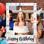 32 x 24 Inch Large Blank DIY Photo Booth Props Picture Frame Party Frame DIY Photo Booth Props Selfie for Birthday, Graduation, Christmas Holiday Party (White,Vertical)