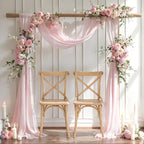 Wedding Arch Draping Fabric, 2 Panels 28" x 19Ft Blush Arch Drapes Sheer Backdrop Curtain for Wedding Ceremony Party Ceiling Decor