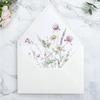 PONATIA 50PCS A7 Euro Flap Ivory Envelope, 5.25 x 7.25'' Wild Flowers Liner Envelopes for Wedding Invitations, Photos, Postcards, Greeting Cards, Christmas Gift Cards, Acrylic Mailing, 5x7 Envelopes