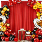 10ft x 10ft Thick Red Backdrop Curtains for Parties, 2 Panels 5ft x 10ft Non See Through Red Polyester Wedding Drapes Photo Backdrop for Birthday Party Graudation Photography Home Decor