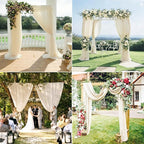 8 Panels Wedding Arch Draping Fabric 28" x 20Ft Wedding Arch Drapes Chiffon Fabric Drape Sheer Backdrop Curtain for Weddings Party Swag Ceremony Birthday Arbor Drapery Reception Ceiling Décor(Ivory)