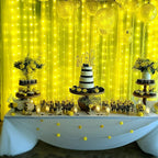 Yellow Tulle Backdrop Curtains with Lights String for Birthday Party Photoshoot 10ft × 8ft Sheer Backdrop Curtains for Baby Shower Wedding Background Decorations 2 Panels 5×8ft