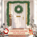 16 Ft Christmas Cedar Garland for Staircase Railing Real Touch Soft Bendable Faux Winter Xmas Greenery Pine Garlands Mantle Garland for Decoration for Window Fireplace Door Railing Wall Home Decor