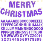 TaoBary 112 Pcs DIY Letter Kit Glitter Customizable Banner Letters Include 107 Letters and Numbers 3 Rope and 2 Needles for Birthday Halloween Christmas Wedding Valentine Party Decor(Purple)