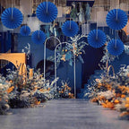 Blue Birthday Decorations,DIY Blue Paper Fans Hanging Decoration ,Party Decorations for Adults 12in, Royal Blue Birthday Decorations,Baby Shower Decorations 30 Color DIY Set (Navy Blue)