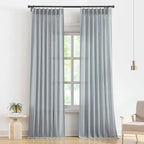 Vision Home Blue Fog Pinch Pleated Semi Sheer Curtains Textured Linen Blended Light Filtering Window Curtains 120 inch for Living Room Bedroom Pinch Pleat Drapes with Hooks 10ft 2 Panels 40" Wx120 L