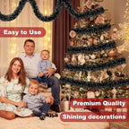 50 Feet Black Christmas Tinsel Garland, Metallic Foil Twist Banner Wall Hanging Tinsel Streamers Backdrop for Parade Floats, Christmas, Mother's Day, Birthday Party Decorations(2in x 50ft)