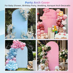 HEMMOTOP 7.2 ft Arch Backdrop Cover (One Piece Double Color), Pink and Blue Spandex Arch Stand Covers, Fabric Stretchy Background for Balloon Arches, Wedding, Birthday Party, Baby Shower