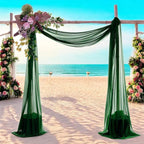 MDS Halloween Chiffon Draping Fabric - 2 Panel, 30" Wide x 20ft Long - Sheer Spooky Arbor & Canopy Drapery for Haunted House Backdrops, Party Ceilings, DIY Costumes & Themed Events - Hunter Green