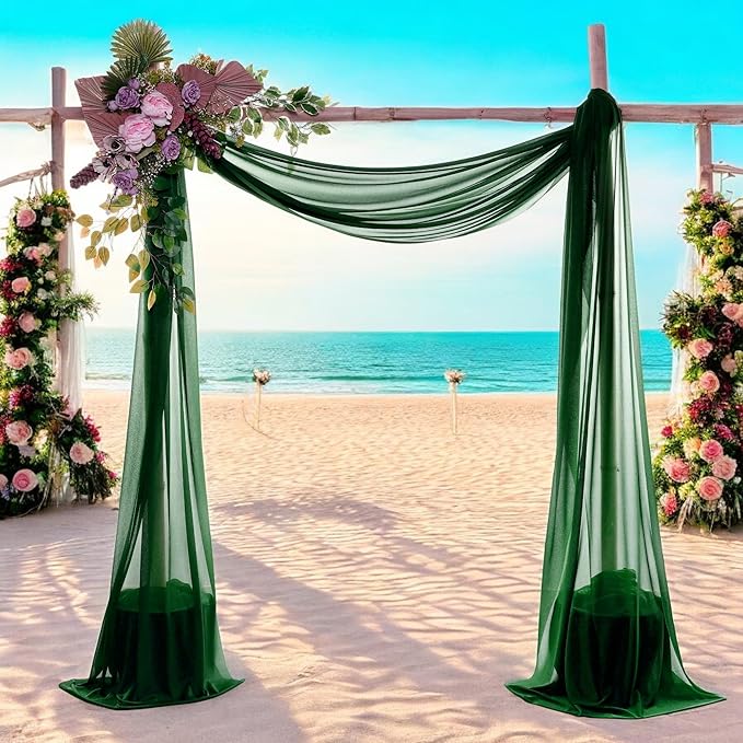 MDS Halloween Chiffon Draping Fabric - 1 Panel, 30" Wide x 50ft Long - Sheer Spooky Arbor & Canopy Drapery for Haunted House Backdrops, Party Ceilings, DIY Costumes & Themed Events - Hunter Green