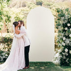 Arch Backdrop Stand Cover 6.6Ft Beige Thick Spandex Fabric Arch Backdrop Cover High Elasticity Fitted Round Top for Wedding Birthday Party Baby Shower Garden Decoration