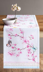 Maison d' Hermine Table Runner 100% Cotton Single Layer Table Runners 108 inches Long Decorative for Home Kitchen Dining Party Wedding Bridal Shower Spring Summer (Blossoms in Spring, 14.50" x 108")