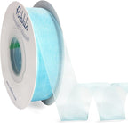 Ribbli Light Blue Organza Ribbon,1 Inches x Continuous 50 Yard,Light Blue Sheer Ribbon for Gift Wrapping,Cookie Wrapping,Wedding Decoration,All Crafting and Sewing
