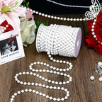 59 Feet 8mm Pearl Strings Garland for Crafts, Artificial Pearl Beaded Trim Chain Roll Strands for Wedding Centerpieces Bouquet Party Decoration Christmas Tree Garland, White