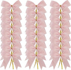 50pcs 3.5" Double Face Satin Pink Bows with Twist Ties Bows Wine Bows Tie with Fish Tail Cutting (Pink)