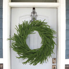 Hananona 2 Pcs 9 Ft Artificial Norfolk Pine Garlands, Real Touch Winter Pine Garland, Green Artificial Greenery Garland for Table, Mantle, Wall, Indoor, Outdoor Christmas Decorations (2, 9 Ft)