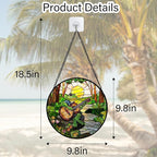 Stained Glass Window Hanging, Frog Playing Guitar Suncatcher Diamond Glass Panel Funny Sun Catchers Decor for Birthday for Women, Men, Wife, Aunt, and Mom 9.8 in