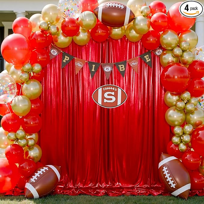 20x10ft Shimmer Red Sequin Backdrop Curtain for Parties, Thick Wrinkle Free Glitter Backdrop Drapes Photo Back Drop Curtains for Birthday Wedding Christmas Photography Background-4 Panels 5x10ft
