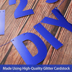 TaoBary 112 Pcs DIY Letter Kit Glitter Customizable Banner Letters Include 107 Letters and Numbers 3 Rope and 2 Needles for Birthday Halloween Christmas Wedding Valentine Party Decor(Bright Blue)