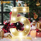 Pooqla Marquee Light up Numbers, Lighted Numbers for 1st Birthday Decorations, Night Light Battery Powered for Silver Party Decorations, Gift for Boys Girls Christmas Wedding Home Room Decoration