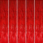 GOER 3.2 ft x 8.2 ft Metallic Tinsel Foil Fringe Curtains Party Photo Backdrop Party Streamers for Birthday,Graduation,New Year Eve Decorations Wedding Decor (5 Packs,Red)
