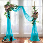 MDS Halloween Chiffon Draping Fabric - 2 Panel, 30" Wide x 20ft Long - Sheer Spooky Arbor & Canopy Drapery for Haunted House Backdrops, Party Ceilings, DIY Costumes & Themed Events - Peacock Blue