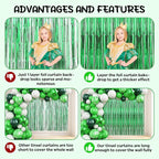 2 Pack Green Foil Fringe Backdrop Curtains, Tinsel Streamers Birthday Party Decorations, Fringe Backdrop for Graduation, Baby Shower, Gender Reveal, Disco Party