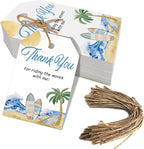 50pcs Surfing Thank You Tags, The Big One Surf Up Favor Tags for Summer Beach Themed Birthday and Baby Shower Party Gift Wrapping Decoration (Surf)